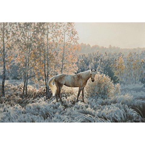 Winter Morning Black Modern Wood Framed Art Print with Double Matting by Adamov, Alexey