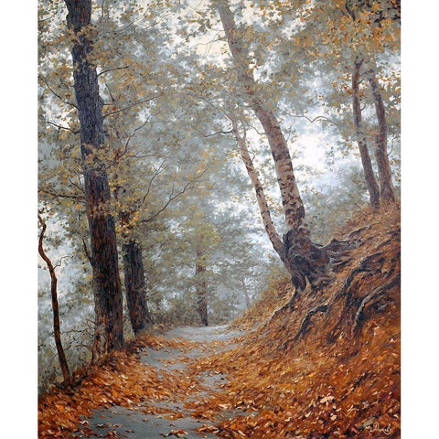 The Fog in Wood I Gold Ornate Wood Framed Art Print with Double Matting by Adamov, Alexey