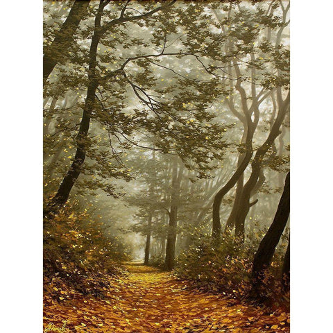 The Fog in Wood II Gold Ornate Wood Framed Art Print with Double Matting by Adamov, Alexey