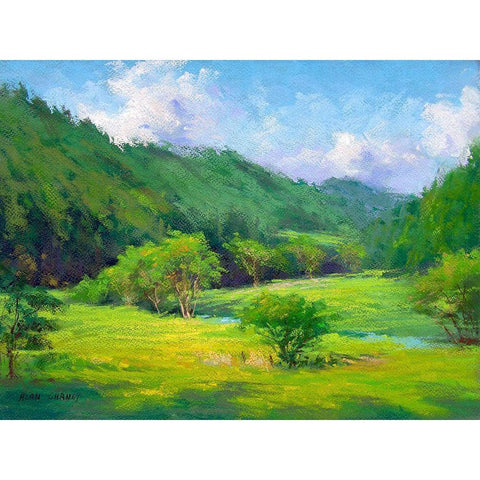 Summer Greens Gold Ornate Wood Framed Art Print with Double Matting by Chaney, Alan