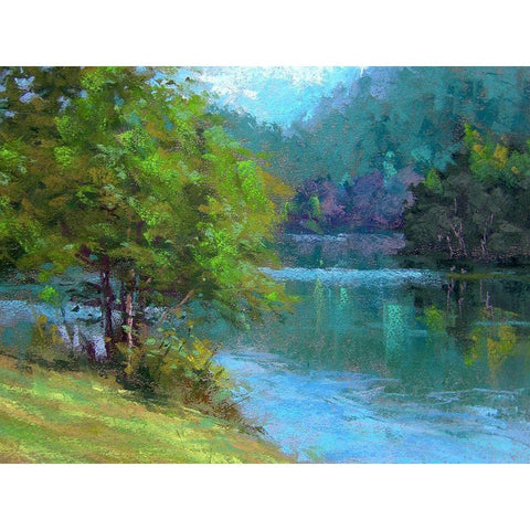 Blue River Gold Ornate Wood Framed Art Print with Double Matting by Chaney, Alan