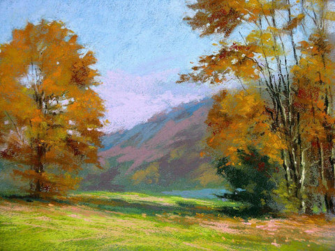 October Gold II White Modern Wood Framed Art Print with Double Matting by Chaney, Alan