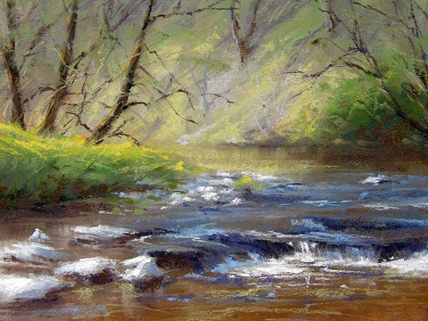 Evening River Black Ornate Wood Framed Art Print with Double Matting by Chaney, Alan