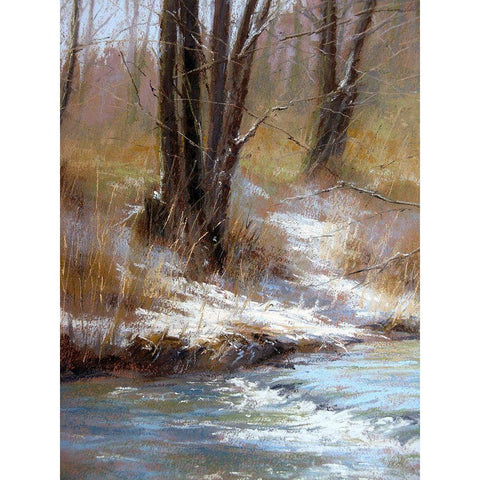 First snow by the River Black Modern Wood Framed Art Print by Chaney, Alan