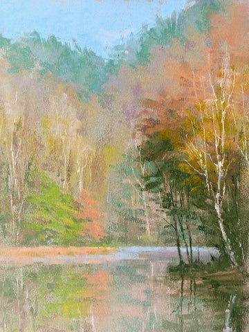 Lakeside in December White Modern Wood Framed Art Print with Double Matting by Chaney, Alan