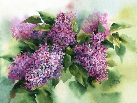 Lilac White Modern Wood Framed Art Print with Double Matting by Besedina, Anastasiia