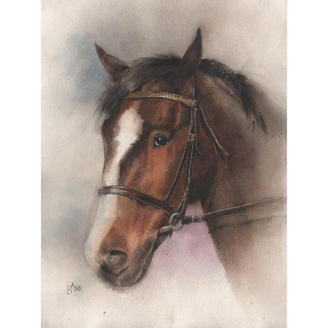 Brown Horse Black Modern Wood Framed Art Print with Double Matting by Besedina, Anastasiia