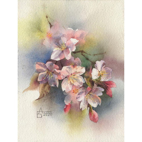 Rose Branch II Gold Ornate Wood Framed Art Print with Double Matting by Besedina, Anastasiia