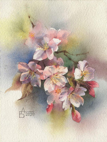 Rose Branch II Black Ornate Wood Framed Art Print with Double Matting by Besedina, Anastasiia