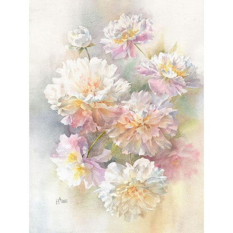 Aerial Peonies Black Modern Wood Framed Art Print by Besedina, Anastasiia