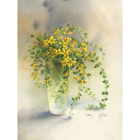 Yellow Bouquet Black Modern Wood Framed Art Print by Besedina, Anastasiia