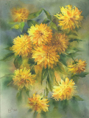 Golden Balls White Modern Wood Framed Art Print with Double Matting by Besedina, Anastasiia