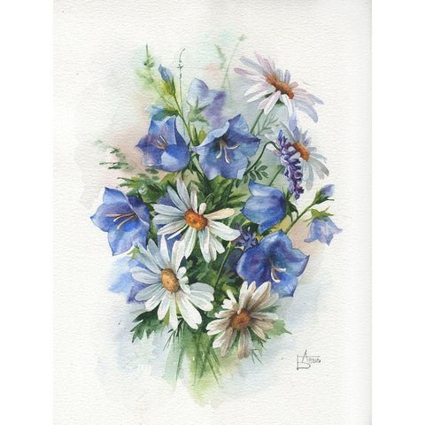 Summer Boouquet Black Modern Wood Framed Art Print by Besedina, Anastasiia