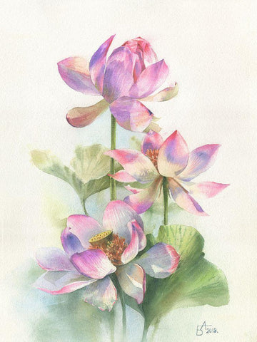 Lotos Black Ornate Wood Framed Art Print with Double Matting by Besedina, Anastasiia