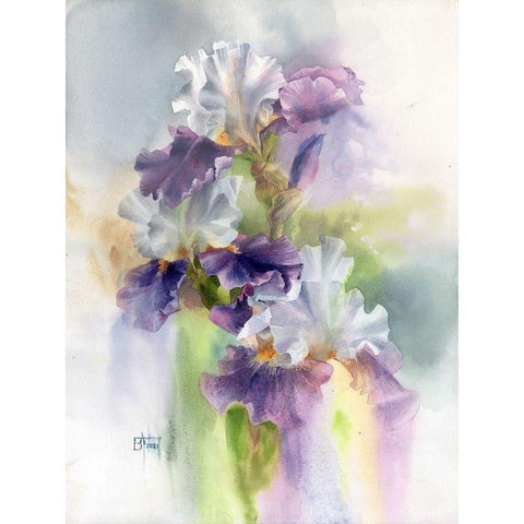 Big Iris White Modern Wood Framed Art Print by Besedina, Anastasiia