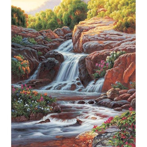 Waterfall I Gold Ornate Wood Framed Art Print with Double Matting by Smith, Ethan