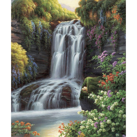 Waterfall II Gold Ornate Wood Framed Art Print with Double Matting by Smith, Ethan