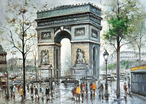 Paris View II Black Ornate Wood Framed Art Print with Double Matting by Bertrand, Yves