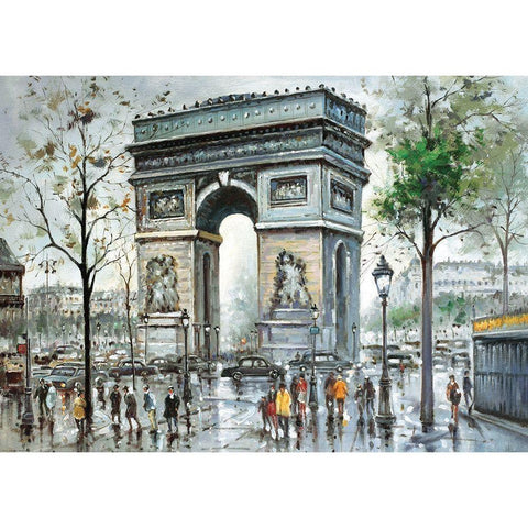 Paris View II Black Modern Wood Framed Art Print with Double Matting by Bertrand, Yves