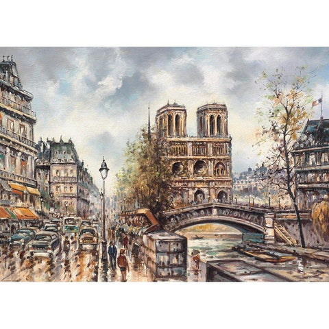 Paris View IV White Modern Wood Framed Art Print by Bertrand, Yves