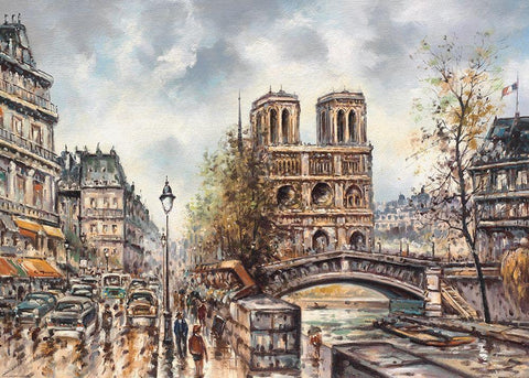 Paris View IV Black Ornate Wood Framed Art Print with Double Matting by Bertrand, Yves