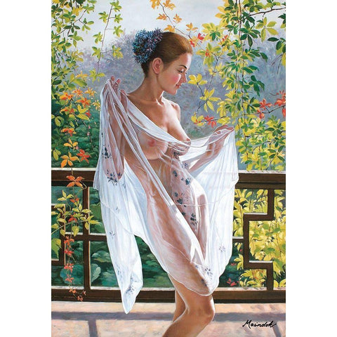 Lovely Morning at Balcony I White Modern Wood Framed Art Print by Maindok, Paul