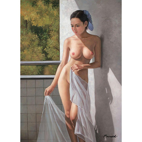 Lovely Morning at Balcony II Black Modern Wood Framed Art Print with Double Matting by Maindok, Paul