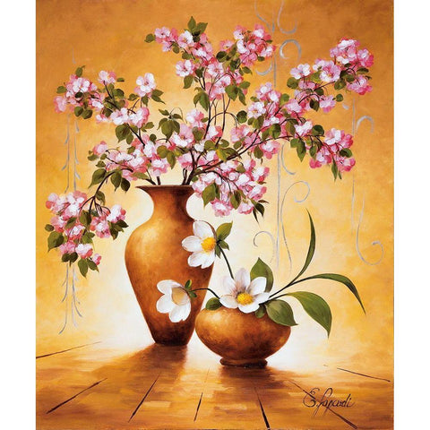 Italian Flowers II Black Modern Wood Framed Art Print with Double Matting by Lopardi, E.