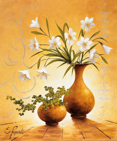 Italian Flowers III White Modern Wood Framed Art Print with Double Matting by Lopardi, E.