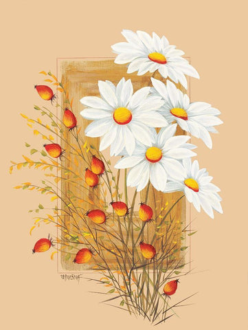 Flowers Composition II White Modern Wood Framed Art Print with Double Matting by Divisova, Jaroslava