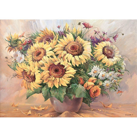 Sunflowers in Vase White Modern Wood Framed Art Print by Belousova, Irina