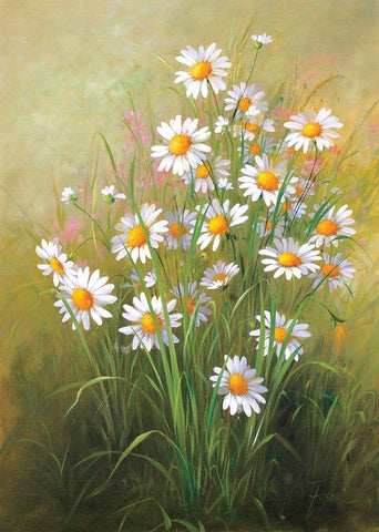 White Flowers Black Ornate Wood Framed Art Print with Double Matting by Fasani