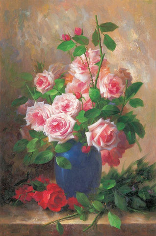 Roses II Black Ornate Wood Framed Art Print with Double Matting by Piliszek, Beata