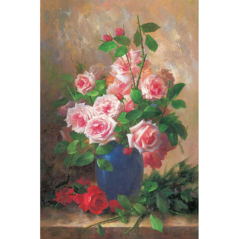 Roses II Black Modern Wood Framed Art Print by Piliszek, Beata