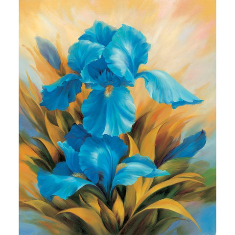 The Blue Iris White Modern Wood Framed Art Print by Skorupska, Patrycja