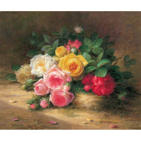 Flower Composition I Gold Ornate Wood Framed Art Print with Double Matting by Rabun, Josef