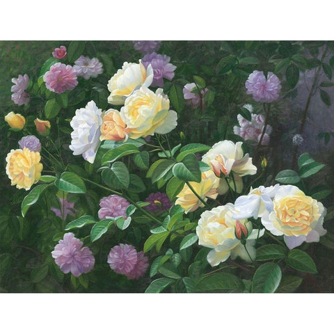 American Flowers I Gold Ornate Wood Framed Art Print with Double Matting by Murphy, John