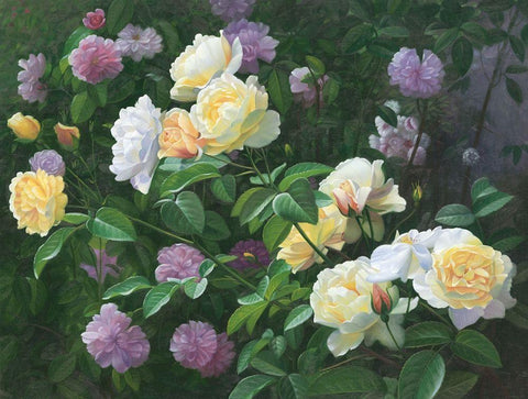 American Flowers I Black Ornate Wood Framed Art Print with Double Matting by Murphy, John