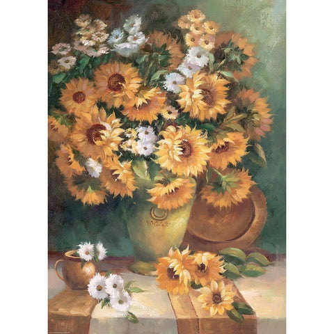 Sunflowers in Vase I Gold Ornate Wood Framed Art Print with Double Matting by Monica Nero