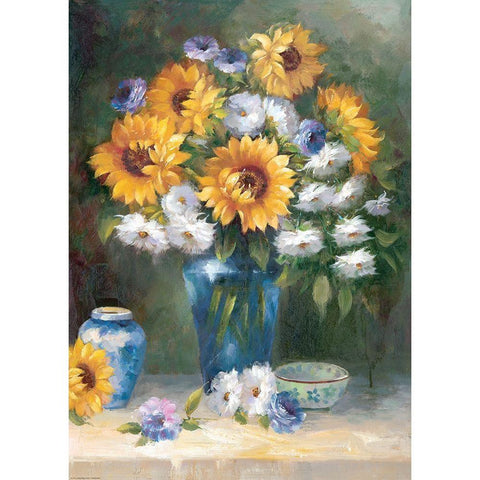 Sunflowers in Vase II Black Modern Wood Framed Art Print with Double Matting by Monica Nero