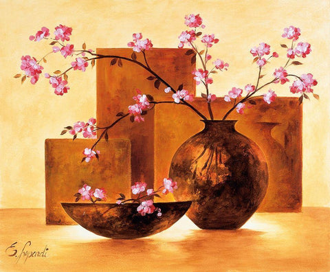 Modern Stillife IV Black Ornate Wood Framed Art Print with Double Matting by Lopardi, E.