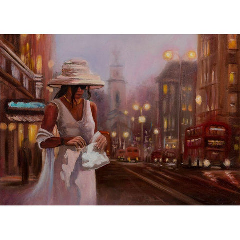 Girls in White Dress in London Black Modern Wood Framed Art Print with Double Matting by Stepien, Ryszard