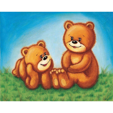 Teddy Bears I White Modern Wood Framed Art Print by Daria
