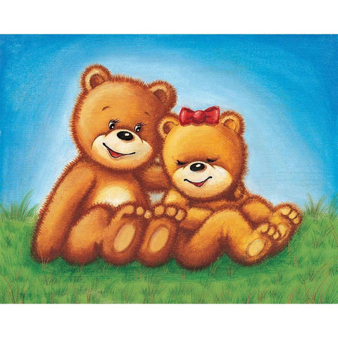 Teddy Bears II Gold Ornate Wood Framed Art Print with Double Matting by Daria