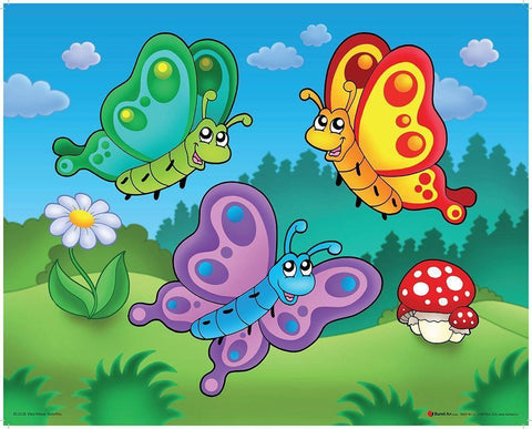 Happy Butterflies White Modern Wood Framed Art Print with Double Matting by Viskova, Klara