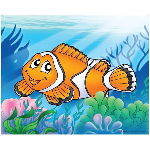 Happy Orange Fish Black Modern Wood Framed Art Print with Double Matting by Viskova, Klara