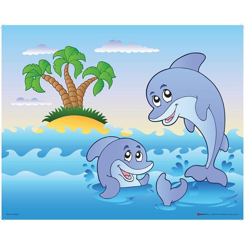 Happy Dolphins White Modern Wood Framed Art Print by Viskova, Klara