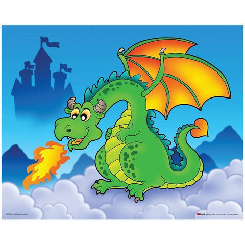 Happy Green Dragon White Modern Wood Framed Art Print by Viskova, Klara