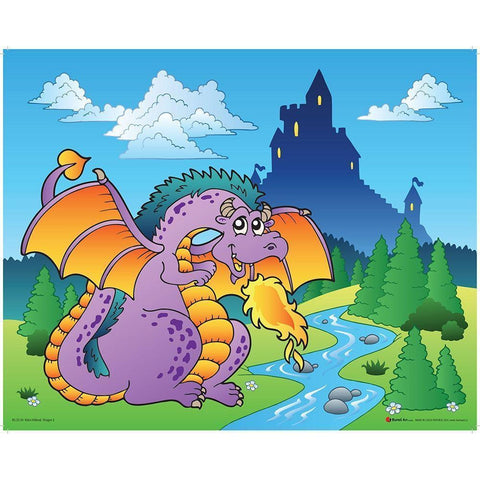 Happy Pink Dragon Black Modern Wood Framed Art Print with Double Matting by Viskova, Klara