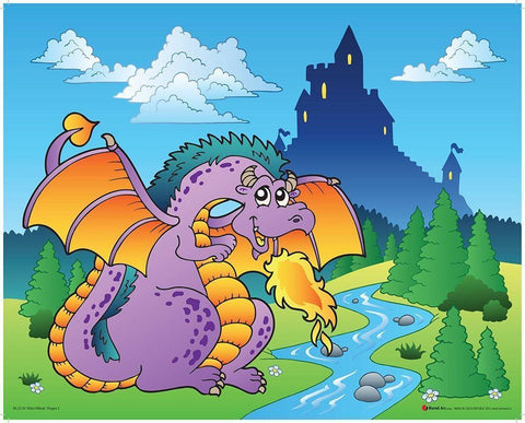 Happy Pink Dragon Black Ornate Wood Framed Art Print with Double Matting by Viskova, Klara